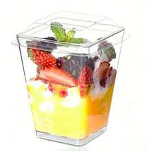 50/20/10pcs Dessert Cups, Transparent Mini Plates, With/Without Lids Mousse Cups For Tiramisu, Pudding, Mousse, Snacks, Party Supplies, Food Containers