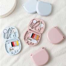 1 Set Portable Mini Sewing Kit In Plastic Box, Compact Sewing Supplies For Travel, Emergency Repair, Home And Dorm Use, Suitable For All Seasons