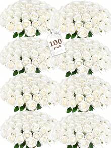 100 Pcs Artificial Roses Bulk Velvet Silk Orange Roses Orange Roses For Wedding Centerpieces Bridal Bouquet Mother's Day Valentine's Day Home Decor (100, Orange) - trái cam - Xem 1
