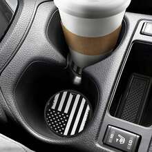 nuevoPosavasos absorbentes para automóvil, paquete de 2, posavasos de piedra de cerámica con muesca de dedo para mujeres y mujeres, base de corcho para bebidas de 2. 56 pulgadas, bonitos accesorios para automóviles, regalos – Bandera estadounidense de Estados Unidos, color negro y blanco - 1 - Ver 5