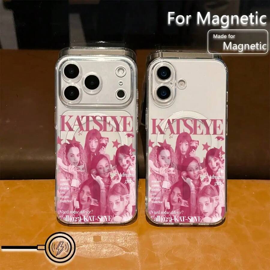 Fashion Kip K-Katseyes Phone For 17 16 15 14 13 12 11 Pro XR XS X 8 Plus Transparent Magnetic Anti-Drop Soft TPU Back Cover Christmas Fall Phone 17 Halloween Accessories - 混合顏色 - 查看 1