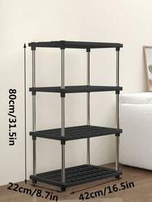 2/4 Tier Multifunctional Storage Rack, High Capacity Thick, Multi-Layer Storage, Space Saving, Sturdy Easy Installation, Suitable For Kitchen, Bathroom, Bedroom, Office, Garage | Open Shelving And Enclosed Cabinet, Bathroom Storage Accessories And Space Saving Design, Storage Rack, Organizing Shelf - Black - View 11