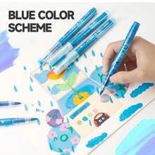 12 لون من أقلام الطلاء الأكريليك، بطرف فرشاة، بنظام حبر سائل مباشر، للقماش والصخور والزجاج والخشب والورق والقرع، لوازم فنية للأعمال اليدوية DIY - متعدد الألوان - مشاهدة 6