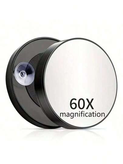 1pc 10x/20x/50x/60x Magnifying Makeup Mirror With Suction Base, Palm-Sized Portable Makeup Mirror For Eye Makeup And Grooming, Suitable For Bathroom, Travel, Office And More