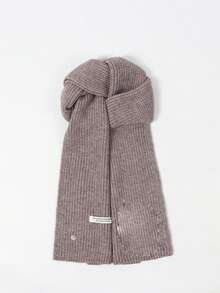 1 pieza Bufanda de punto con botón de concha de alta calidad para mujer, unicolor minimalista de moda, versátil y gruesa para el cuello, adecuada para otoño/invierno, parejas, estudiantes