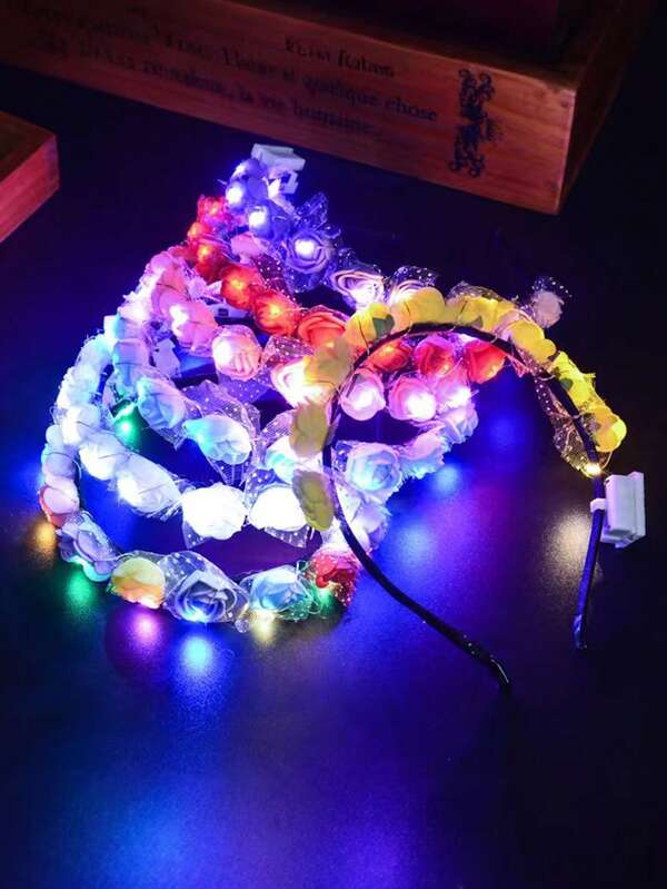 5/3/1pc LED Luminous Headwear Hair Hoop Luminous Wreath Bride Headwear Hair Hoop Night Market Stall Decorations Headwear Accessories- Party Photo Props--,Glow,Led,Hair Accessories For Party,They Are Suitable For Use In Wedding Parties, Guirlande De Noël,Birthday Photo Props, Christmas Decorations, Carnival Gifts, Role-Playing, Princess Parties, Etc.
