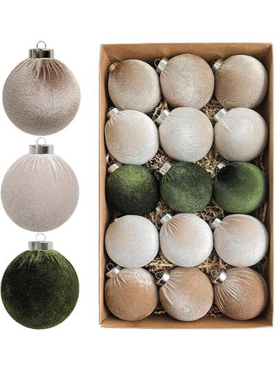 15 quả bóng Giáng sinh, kích thước 6cm/2,36in, thích hợp trang trí cây thông Noel. Nhiều màu nâu, be trung tính và xanh lá cây, hoàn hảo cho tiệc tùng ngày lễ, trang trí Giáng sinh, trang trí năm mới, quà tặng năm mới và trang trí nội thất.