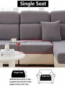 1 szt. Elastyczny pokrowiec na sofę, antypoślizgowy, z szenili, zakrywający całe siedzisko, odpowiedni na każdą porę roku, pogrubiony materiał, nadający się do prania w pralce, pyłoszczelny, przyjazny dla zwierząt, dekoracja do sypialni, biura, salonu, pasuje do sof w kształcie litery L i kanap 1/2/3/4-osobowych, jasnoszary