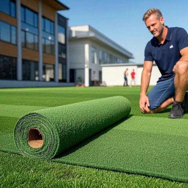 1pc Artificial Grass Carpet, Construction Site Fence, Fake Grass Mat, Green Plastic Lawn For Outdoor Yard Decor, Beach Essentials, Swimming Games - Christmas Gift