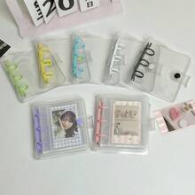 1pc A8 Transparent 3-Ring Binder, Cute Macaron Colored Loose Leaf Ledger, With Snap Button Soft Leather Surface Loose Leaf Notebook And Sticker Book, FEINIBOOK, Transparent Inner Page Replacement Core, Made Of Pp Material, Small Size, Large Capacity, Easy To Carry, Suitable For Diy Sticker Books, Hand Books, Or Placing Photo Cards, Photos, Small Objects, Etc. Of Idol Fans - Clear - View 3