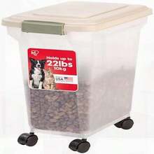 IRIS USA WeatherPro Airtight Storage For Pet Food, 22lbs, Wheels, Fresh, Easy Move, , Clear/Almond - như hình ảnh - Xem 2