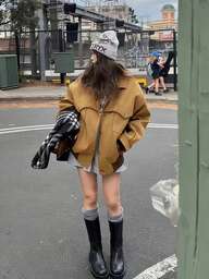 梅拉德新款韩版女装外套超高级好看的棕色复古上衣