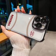 Funda de Teléfono Transparente y Suave a Prueba de Golpes con Patrón de Béisbol para 17 16 15 14 13 12 11 Pro X XR XS 8 Plus - Colores mixtos - Ver 6