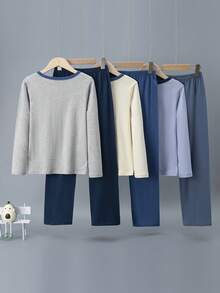 6件套男童棉质长袖睡衣套装，睡衣套装