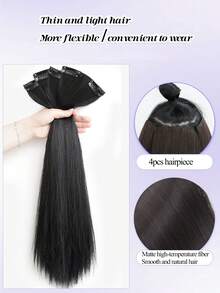 2PCS/Pack Straight Hairpiece Clip In Hairpieces Brown Blonde Black 10cm/20cm/30cm/40cm Adding Extra Volume Synthetic Hair Extensions For Women With Thinning Hair Add Volume Invisible Seamless Hair Pads Fluffy Pad Hairpiece - Multicolor - View 5