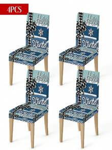 Capa elástica para cadeira de Natal, árvore de azevinho de Natal, floco de neve, laço, capa protetora de encosto para cadeira em forma de estrela, lavável, adequada para casa, sala de jantar, sala de estar, decoração de cozinha (1 peça/4 peças/6 peças/20 peças)