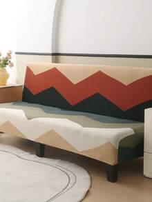 1 件套无扶手几何图案沙发床罩带弹力全包涤纶纤维沙发套，针织牛奶丝，适合所有季节 - 綠色 - 查看 6