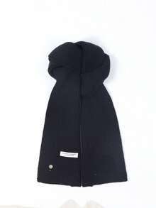 1 pieza Bufanda de punto con botón de concha de alta calidad para mujer, unicolor minimalista de moda, versátil y gruesa para el cuello, adecuada para otoño/invierno, parejas, estudiantes