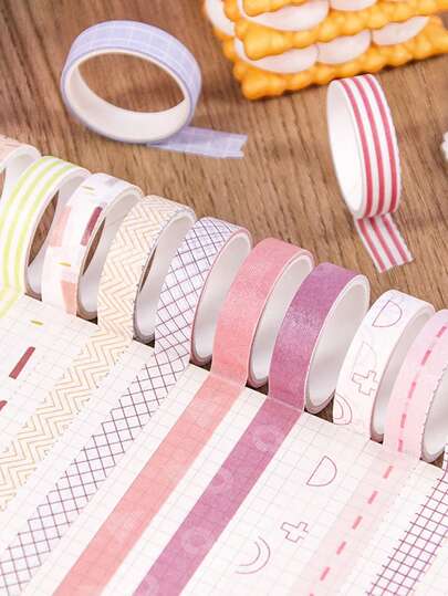 5 RollsTape Morandi Color Paper Adhesive Tape WashiTape, TapeSuitable For Gift Box DecorationScrapbook And DlY Mobile Phone CaseDecoration Fashion Tape Back To School,Washi Tape,Masking Tape,Scraapbooking,Scotch