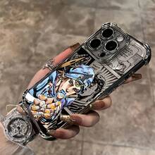 Funda de Teléfono Cartoon para 17, 16, 15, 14, 13, 12, 11, Pro X XR XSMAX 8 Plus - Color Electroplateado Premium Antigolpes Transparente con Protección Caídas y Diseño Estiloso, Material de alta calidad,Impreso con,Entusiastas de la Tecnología,Fans del Anime17 17promax - Negro - Ver 3