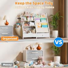 Bookshelf And Toy Storage Kid Book Shelf Toy Storage Organizer For Rooms Toddler Book Sling Shelf Baby Bookcase For Nursery Rooms Bedroom Playroom Montessori Toy Organizer