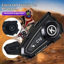 C10 Motorcycle Helmet Intercom, Wireless Stereo Intercom, Dual-Mode, Dual Channel, 1000mAh Battery, Noise Reduction, 300m Intercom For Two Riders, Music And Communication Simultaneously. - 黑暗的 - 查看 3