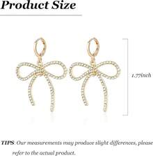 Bow Earrings For Women  Sparkly Rhinestone Chain Tassel Earrings Cute Ribbon Stud Earring Daily Party Jewerly Gifts Christmas Stocking Stuffers - A9:蝴蝶結耳環 - 查看 6