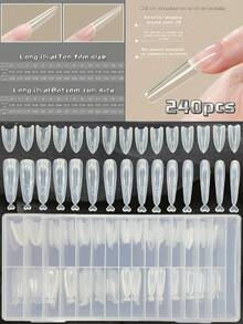 240pcs Sandwich Style Double-Layered Nail Extension Molds, 15 Sizes, Suitable For Gel Extensions, Quick Dry Gel And Nail Extensions, No Paper Molds Needed, Reusable, Full Coverage Plastic Material To Prevent Gel Stacking And Deformation, Suitable For Nail Salons, Beginners And Professionals DIY Nails At Home, Christmas, New Year, Holiday Gifts (Long Coffin Shape/Long Oval Shape/Long Almond Shape) - Clear - View 5