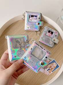 1 pièce Album photo Pentagramme de 2 pouces, album de collection de photos de passeport et d'autocollants, peut contenir 32 photos de 2 pouces, livré avec un porte-clés en forme d'étoile à accrocher sur un sac à dos, album pendentif brillant convenant aux fans