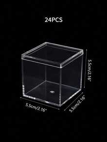 12/6 Piece Clear Square Storage Boxes With Ribbon Lids - Great For Birthday And Wedding Decorations, Mini Jewelry Displays, Clear Plastic Boxes For Organizing - Transparent - View 13