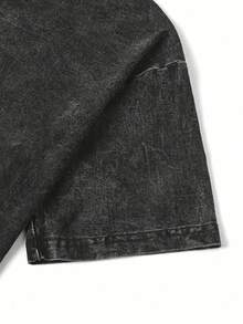 Crystal Castles Music Album II Double-Sided Graphic T-Shirt For Men & Women - Vintage Washed Oversized Cotton Tee With Gothic Punk Cartoon Print, Black Streetwear Rock Band Shirt, Machine Washable, Casual Wear, Comfortable Fit, Highquality - màu đen - Xem 3