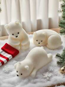 1 pieza Molde de vela de oso polar navideño, resistente al calor, flexible y fácil de limpiar, adecuado para velas aromáticas DIY, piedras de fragancia de yeso, colada de resina y talla grande, multiusos, adecuado para decoración navideña, meditación y decoración del hogar, artesanía de vela festiva navideña para decoración navideña, obra de arte de yeso aromático y cemento, idea de regalo perfecta, decoración navideña para el hogar, decoraciones navideñas, decoración de habitación