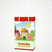 10 PICK UP AND ASSEMBLE Bags 13x24x6cm Cute Little Farm - Children's Birthday Party Souvenir And Thank You - Farm Animals Guest Souvenir Gift Packaging - Bag With Drawstring Handle With Tip For Children's Treats - 小農場 - 查看 4