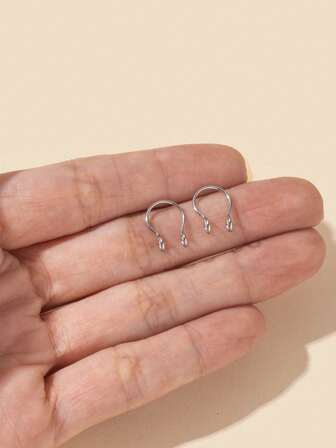 2pcs/set Fashionable Minimalist Nose Cuff Stainless Steel For Women & Men No Piercing Needed Septum Body Jewelry, Stainless Steel Jewelry