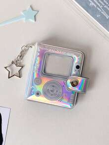 1 pièce Album photo Pentagramme de 2 pouces, album de collection de photos de passeport et d'autocollants, peut contenir 32 photos de 2 pouces, livré avec un porte-clés en forme d'étoile à accrocher sur un sac à dos, album pendentif brillant convenant aux fans