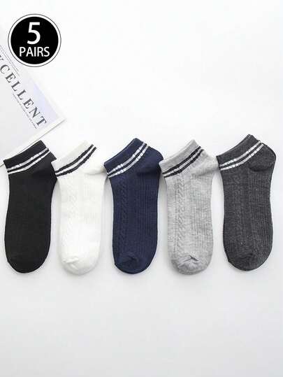 5 pares de calcetines de tobillo unisex de unicolor, de boca poco profunda, transpirables y delgados, invisibles, adecuados para primavera y verano