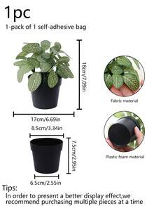 1pc Realistic Textured Green Plant Pot, Suitable For All Seasons For Home Living Room, Dining Room, Fireplace In The Living Room, Aesthetic Room, Office, Desktop Decoration. Also Suitable For Festival Parties And Outdoor Decorations. Durable And Reusable Decorative Item. - Green - View 3