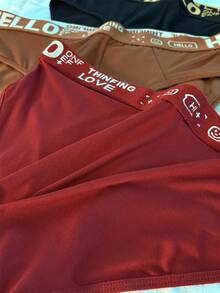 3pcs/Set Random Color Men's Solid Color Briefs With HELLO Waistband, Suitable For Home, Daily, Sports, Casual Wear - Multicolor - View 4