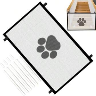 Mesh Dog Gate Adjustable Indoor Barrier And Puppy Playpen Panel 100x80cm Safety Fence For Stairs And Doorways Easy Install Durable Portable Pet Containment Net