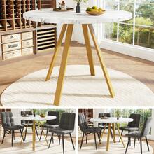 Dining Tables - White+Gold+MDF+Metal - View 5