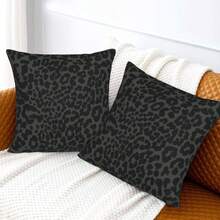 Leopard Print Texture Throw Pillow Cover Set Of 2 Decorative Square Pillowcase For Bedroom, Living Room, Sofa, Couch And Bed, 18x18 Inch,  Home Decor 2025 - Black Leopard - 查看 6