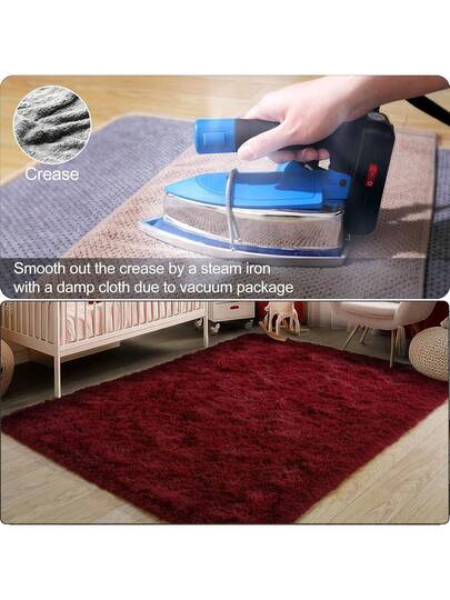 Moderne Indoor Shaggy Vloerkleed Bedroom Living Room Dorm Home ative Polyester Fiber, Sponge Filling Lightweight Bordeaux Plush Area Rugs Super Zachte Comfy Accent Festive Vloer Tapijt view 7