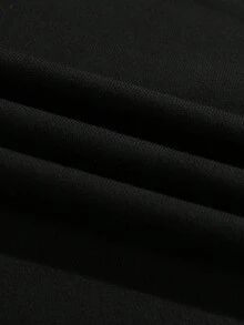 1 pieza Pantalones de chándal sueltos y casuales para adolescentes, pantalones de punto con forro térmico de unicolor simple, para otoño/invierno - Negro - Ver 8