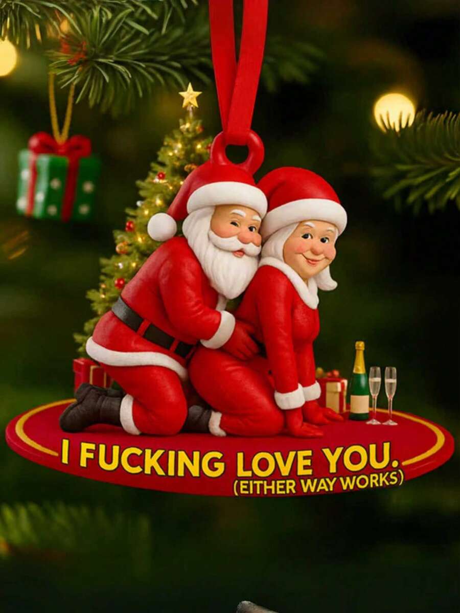 1pc-Naughty Santa Claus Keychain Pendant, Christmas Decoration, Car Rearview Mirror Pendant, Christmas Tree Decoration Pendant, Christmas Resin Ornament Creative Christmas Gift - Multicolor - View 1