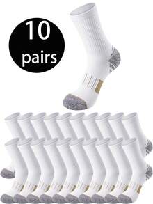 1/5/10/20 双男士中筒袜,柔软弹力舒适透气袜子,适合男女日常穿着,简约舒适的中筒袜,百搭男士运动休闲中筒袜,防臭吸湿排汗中筒运动袜 - 彩色 - 查看 28