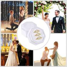 Velvet Ring Box Storage 3 Slots Jewelry Box Octagon Velvet Organize Ring Holder Box Proposal Engagement Ceremony Thanksgiving Valentine's Day - 綠色 - 查看 3