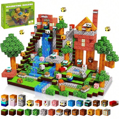 Set de 200 de blocuri de construcție magnetice - Jucării cuburi stivuibile, Jucării educative senzoriale STEM pentru băieți și fete de peste 3 ani, Jucării creative pentru joc și învățare, Set de jocuri puzzle de construcție DIY, Cadou de ziua de naștere/sărbători (Culori asortate)