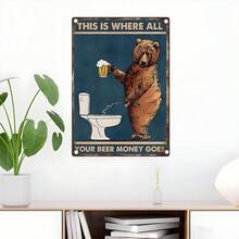 Plakat Dinding Gantung Logam Vintage 8x12 Inci dengan Kutipan "This Is Where All Your Beer Money Goes", Poster Persegi Panjang Horizontal dengan Lubang Pra-Bor untuk Dekorasi Rumah - MultiWarna - View 4
