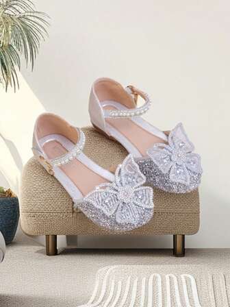 Zapatos de baile para niñas tipo Mary Jane, zapatos planos de princesa, zapatos para niños con lazo, zapatos de vestir para fiestas y actuaciones para niños pequeños