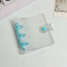 1pc A8 Transparent 3-Ring Binder, Cute Macaron Colored Loose Leaf Ledger, With Snap Button Soft Leather Surface Loose Leaf Notebook And Sticker Book, FEINIBOOK, Transparent Inner Page Replacement Core, Made Of Pp Material, Small Size, Large Capacity, Easy To Carry, Suitable For Diy Sticker Books, Hand Books, Or Placing Photo Cards, Photos, Small Objects, Etc. Of Idol Fans - Clear - View 11